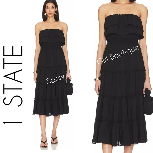 REVOLVE Dresses & Skirts - 🆕⭐1 STATE for Revolve black strapless tiered midi dress
